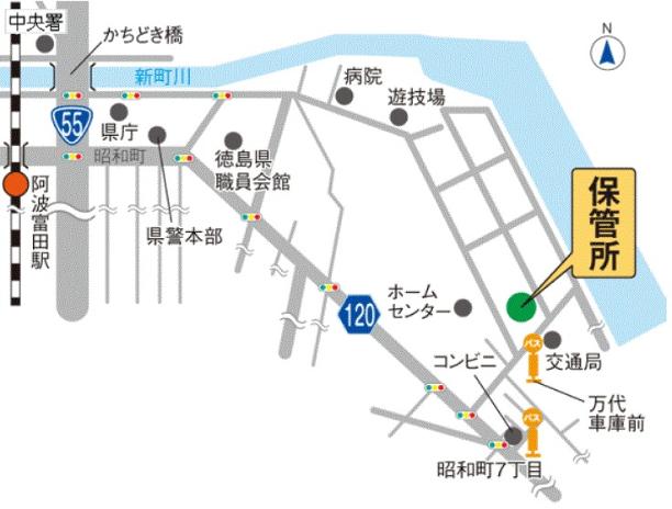 放置自転車保管所の地図