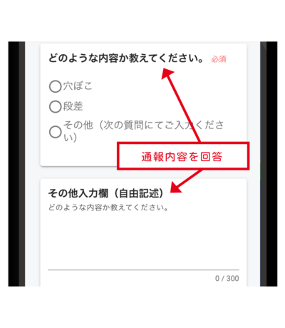 道路等損傷通報システム画面1