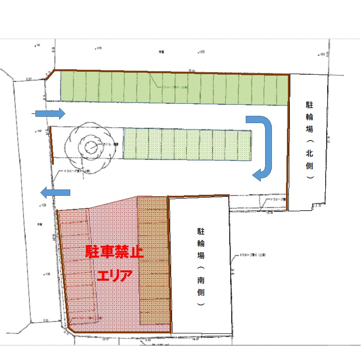 庁舎南駐車場駐車禁止エリア